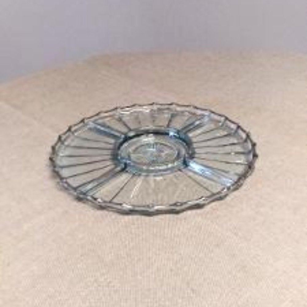 Vintage Ice Blue Glass Appetizer Plate